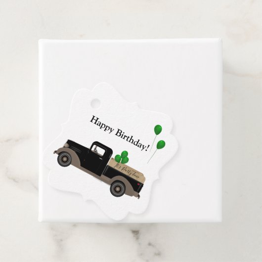ハッピーバースデートラック風船ギフトメッセージカード フェイバータグ (インサイチュ)
