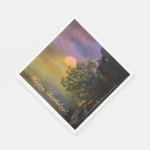 ハッピーバースデートロピカルサンセット スタンダードランチョンナプキン (角)