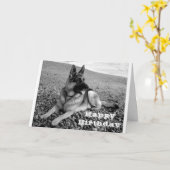 ハッピーバースデードイツの羊飼い子犬カード カード (黄色い花)