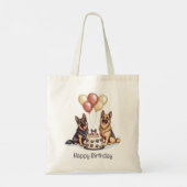 ハッピーバースデードイツシェパードドッグスお誕生日ケーキ トートバッグ (裏面)