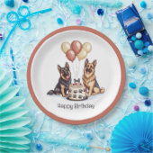 ハッピーバースデードイツシェパードドッグスお誕生日ケーキ ペーパープレート (パーティー)