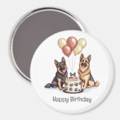 ハッピーバースデードイツシェパードドッグスお誕生日ケーキ マグネット (正面/裏面)