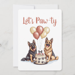 ハッピーバースデードイツシェパードドッグスお誕生日ケーキ 招待状