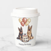 ハッピーバースデードイツシェパードドッグスお誕生日ケーキ 紙コップ (正面)