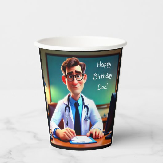 ハッピーバースデードク紙カップ 紙コップ (正面)