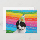 ハッピーバースデードッグカラフル文字バナー葉書 ポストカード (正面/裏面)