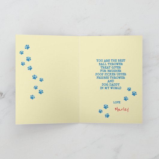 ハッピーバースデードッグダディパーソナライズされたキュートヨークシャーテリア カード (内部)