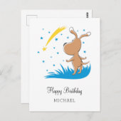 ハッピーバースデードッグパピー射撃、 発砲スターライト ポストカード (正面/裏面)