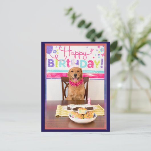 ハッピーバースデードッグパーティーとマイダグ インビテーションポストカード (スタンド正面)