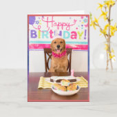ハッピーバースデードッグパーティーとマイダグ カード (黄色い花)