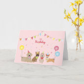 ハッピーバースデードッグパーティー カード (黄色い花)