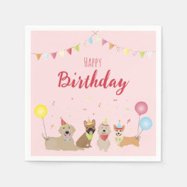 ハッピーバースデードッグパーティー スタンダードカクテルナプキン