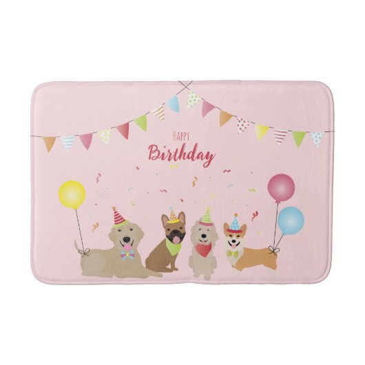 ハッピーバースデードッグパーティー バスマット (正面)