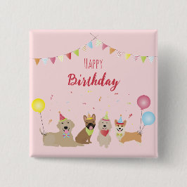 ハッピーバースデードッグパーティー 缶バッジ
