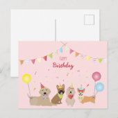 ハッピーバースデードッグパーティ ポストカード (正面/裏面)