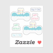 ハッピーバースデードッグボーンケーキ シール (シート)