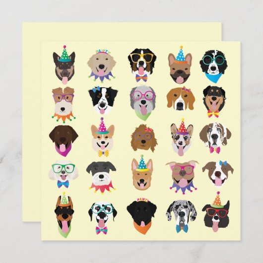 ハッピーバースデードッグ顔ポーティ動物 (正面/裏面)