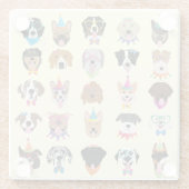 ハッピーバースデードッグ顔ポーティ動物 ガラスコースター (裏面)