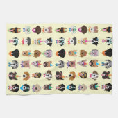 ハッピーバースデードッグ顔ポーティ動物 キッチンタオル (横)