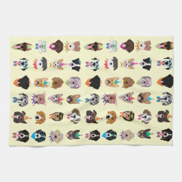 ハッピーバースデードッグ顔ポーティ動物 キッチンタオル