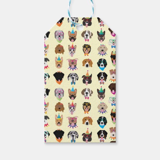 ハッピーバースデードッグ顔ポーティ動物 ギフトタグ (正面)