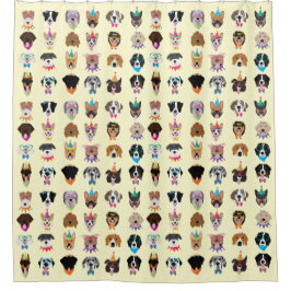 ハッピーバースデードッグ顔ポーティ動物 シャワーカーテン