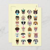 ハッピーバースデードッグ顔ポーティ動物 シーズンポストカード (正面/裏面)