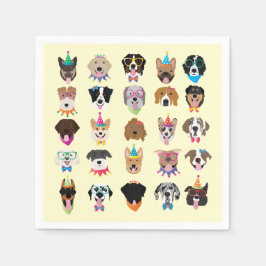 ハッピーバースデードッグ顔ポーティ動物 スタンダードカクテルナプキン