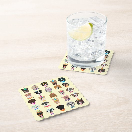 ハッピーバースデードッグ顔ポーティ動物 ペーパーコースター (インサイチュ)