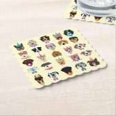 ハッピーバースデードッグ顔ポーティ動物 ペーパーコースター (アングル)