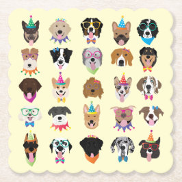 ハッピーバースデードッグ顔ポーティ動物 ペーパーコースター