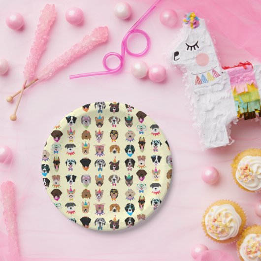ハッピーバースデードッグ顔ポーティ動物 ペーパープレート (パーティー)