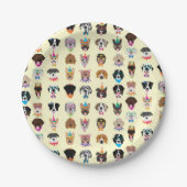 ハッピーバースデードッグ顔ポーティ動物 ペーパープレート (正面)