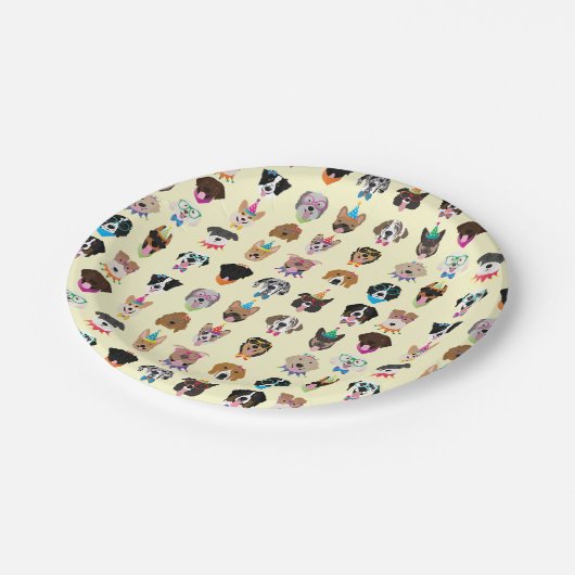 ハッピーバースデードッグ顔ポーティ動物 ペーパープレート (アングル)