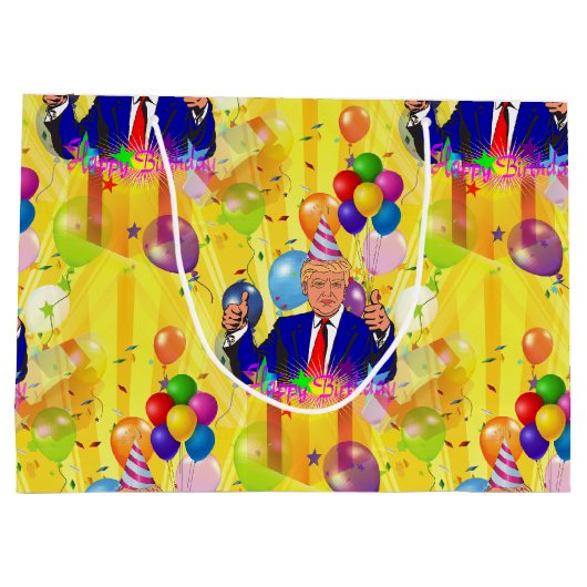ハッピーバースデードナルドトランプ抱き枕 ラージペーパーバッグ (裏面)