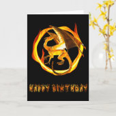 ハッピーバースデードラゴンファイア カード (黄色い花)