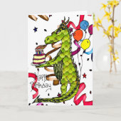 ハッピーバースデードラゴン照明キャンドルカード カード (黄色い花)