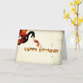 ハッピーバースデードラゴン カード (黄色い花)