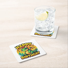 ハッピーバースデードラゴン スクエアペーパーコースター