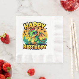ハッピーバースデードラゴン 縁ありランチョンナプキン