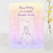 ハッピーバースデードーターインローフェアリーデザイン カード (黄色い花)
