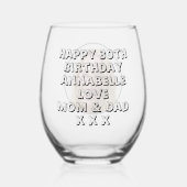 ハッピーバースデードーターネーム&写真 ステムなしワイングラス (正面)