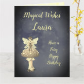 ハッピーバースデードーターフェアリーデザイン カード (黄色い花)