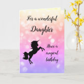 ハッピーバースデードーターユニコーンデザイン カード (黄色い花)