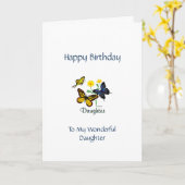 ハッピーバースデードーター蝶 カード (黄色い花)