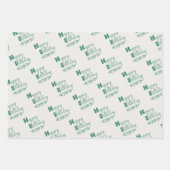 ハッピーバースデードードルタイポグラフィグリーンセット3 ラッピングペーパーシート (正面3)