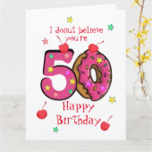 ハッピーバースデードーナパーソナライズされたツ数十年 カード (黄色い花)