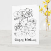 ハッピーバースデーナスターティウムフラワースケッチアート カード (黄色い花)