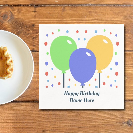 ハッピーバースデーナプキンと色気球 スタンダードカクテルナプキン