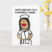 ハッピーバースデーナース漫画 カード (黄色い花)